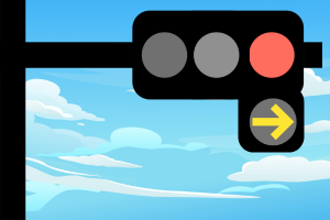 Japan traffic lights yellow arrow